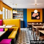 Home 15 뉴트로 디자인의 비주얼 스토리텔링 - Vibrant Lisbon Café: A Newtro Fusion**
A bustling, sunlit café interior in Lisbon, filled with dive...