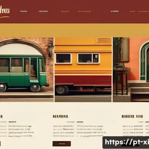 Home 13 뉴트로 디자인을 활용한 웹사이트 제작 - A stylish website homepage design blending retro and modern elements, featuring warm earthy tones li...
