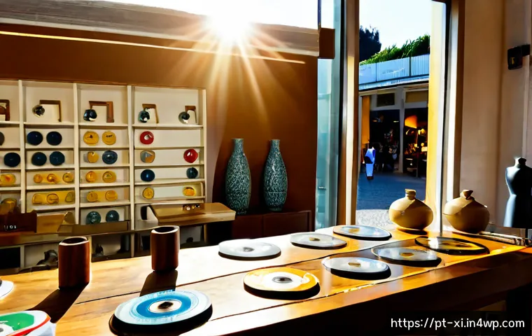 Home 17 뉴트로 디자인의 시장 트렌드와 변동 - Photorealistic retail trend scene in a Lisbon concept store, a stylish display blending vintage-insp...